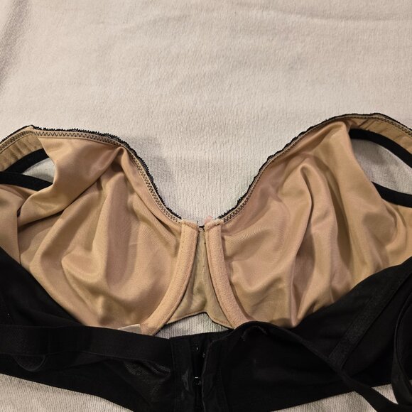 Cacique 40C Black Sheer Floral Modern Lace Bra UL FC GUC SO Pretty Nude - Picture 8 of 11
